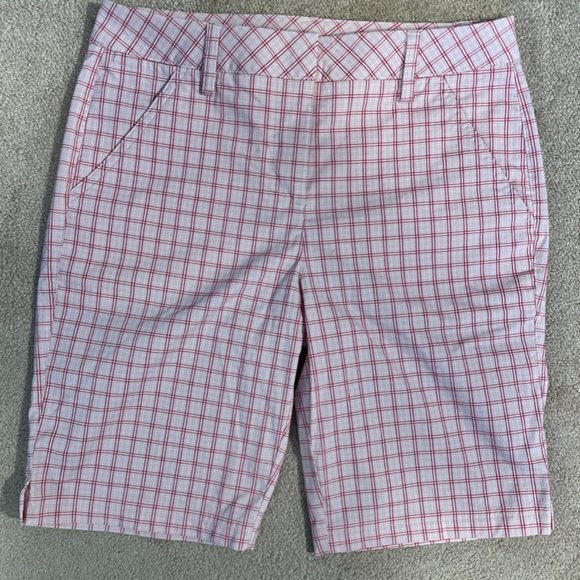 Puma Women's Stretch Plaid Checkered Chino Active Sports Golf Shorts - Picture 1 of 2